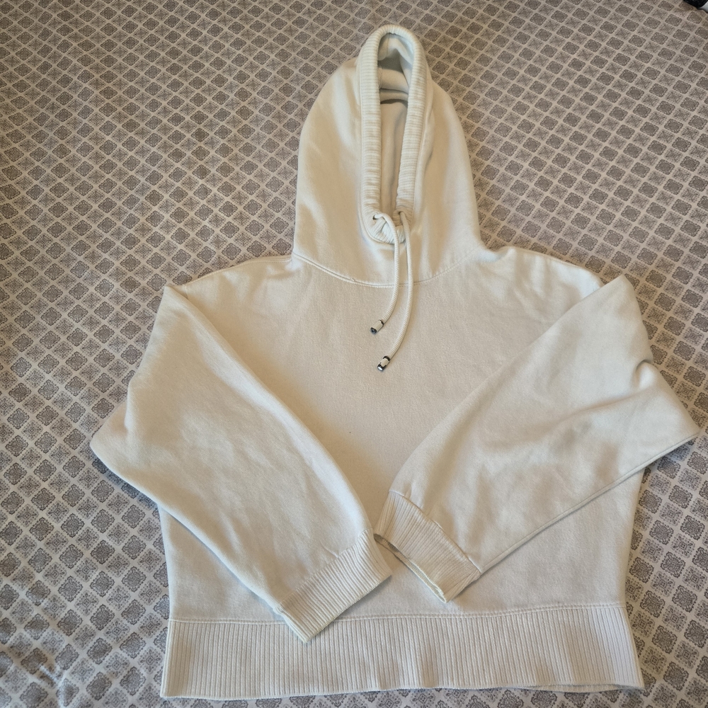 Zara White High Neck Hoodie Women's M Boxy Relaxed Fit